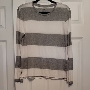 Polo by Ralph Lauren Gray and White Long Sleeve Tee